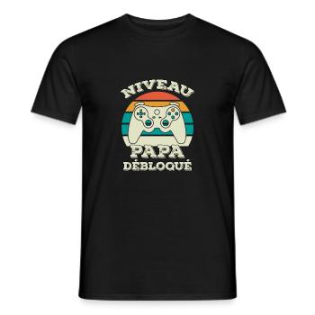 niveau papa débloqué - gamer - Nouvelle Naissance - T-shirt homme - noir - Devant - AI Model Male 178 light (178cm)