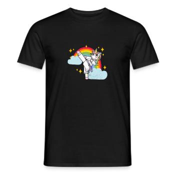 Lustige Karate Kampfsportarten Regenbogen Einhorn - Männer T-Shirt - Schwarz - Vorne - AI Model Male 178 light (178cm)