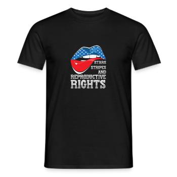 Lèvre mordante Drapeau américain Étoiles Rayures Reproductiv - T-shirt homme - noir - Devant - AI Model Male 178 light (178cm)
