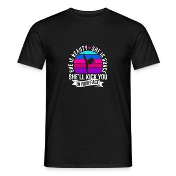 Sie ist Schönheit Sie ist Anmut Lustiges Karate - Männer T-Shirt - Schwarz - Vorne - AI Model Male 178 light (178cm)