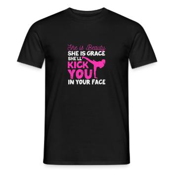 Drôle de Karaté Fille Tae-Kwon Do Elle est beauté - T-shirt homme - noir - Devant - AI Model Male 178 light (178cm)