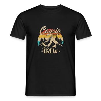 Retro cousin crew camping outdoor summer camp - T-shirt homme - noir - Devant - AI Model Male 178 light (178cm)