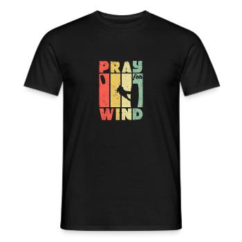 Pray For Wind Kitesurfing Kiteboarding Kitesurfing - Men's T-Shirt - black - Front - AI Model Male 178 light (178cm)