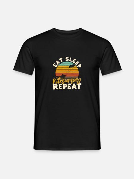 Eat Sleep Kitesurfing Repeat Funny Kite Surfer - Männer T-Shirt - Schwarz