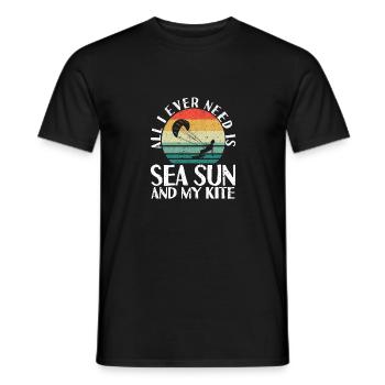 Funny Kitesurfing All I Ever Need Is Sea Sun And - Männer T-Shirt - Schwarz - Vorne - AI Model Male 178 light (178cm)