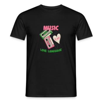 Music Is My Love Language mixtape retro cassettes - Men's T-Shirt - black - Front - AI Model Male 178 light (178cm)