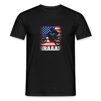 Braaap Vintage USA amerikanische Flagge Dirt Bike - Männer T-Shirt - Schwarz - Vorne - AI Model Male 178 light (178cm)