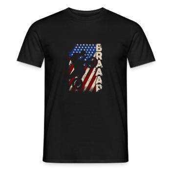Braaap Vintage USA amerikanische Flagge Dirt Bike - Männer T-Shirt - Schwarz - Vorne - AI Model Male 178 light (178cm)