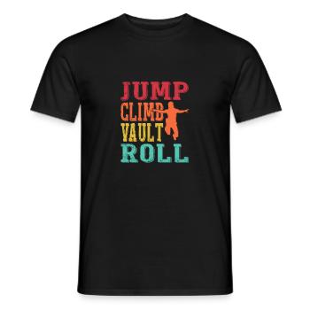 Jump Climb Vault Roll Parkour Traceur - Men's T-Shirt - black - Front - AI Model Male 178 light (178cm)