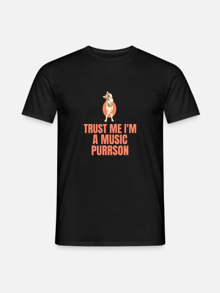Funny animal music cat - Men's T-Shirt - black