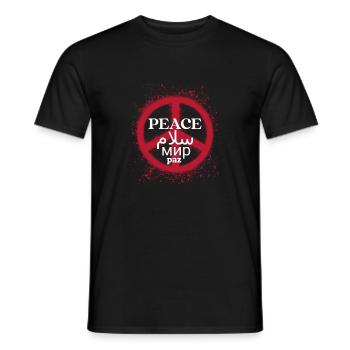 Weltfrieden. Mehrsprachige Friedenszeichenkunst - Männer T-Shirt - Schwarz - Vorne - AI Model Male 178 light (178cm)