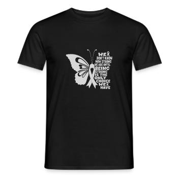 Butterfly White Ribbon Cancer Warrior Lung Cancer - Men's T-Shirt - black - Front - AI Model Male 178 light (178cm)