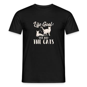 Objectif de vie: Pet All The Cats Funny Cat Lover Cat - T-shirt homme - noir - Devant - AI Model Male 178 light (178cm)