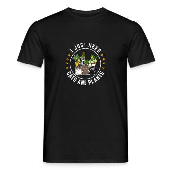 I Just Need Cats And Plants Cat Lover Cat Mom - Männer T-Shirt - Schwarz - Vorne - AI Model Male 178 light (178cm)