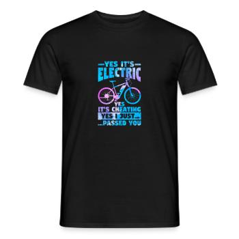 Yes, it's electric Yes, it's scam e-bike - Men's T-Shirt - black - Front - AI Model Male 178 light (178cm)