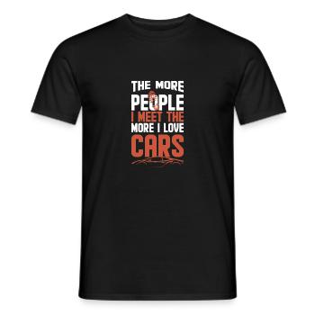 Plus je rencontre de gens, plus j’aime les voitures drôles - T-shirt homme - noir - Devant - AI Model Male 178 light (178cm)