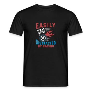 Easily Distracted By Racing Racing Funny Racer Lov - Männer T-Shirt - Schwarz - Vorne - AI Model Male 178 light (178cm)