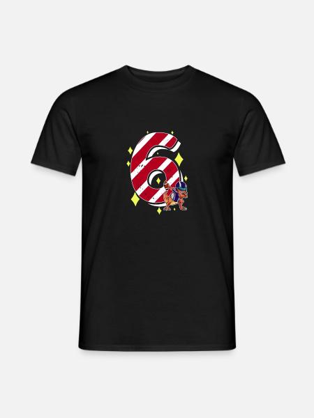 6 Jaar Oude Dinosaur American Football 6e B-dag - Heren T-shirt - zwart