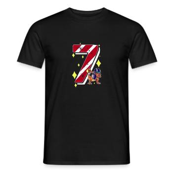 7 Jahre alter Dinosaurier American Football 7. B-Day - Männer T-Shirt - Schwarz - Vorne - AI Model Male 178 light (178cm)