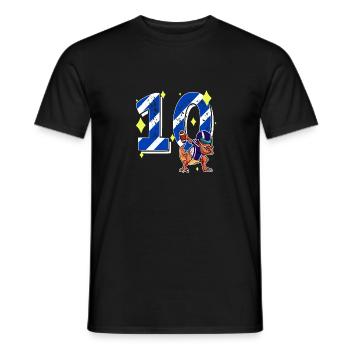 10 Jahre alter Dino American Football 10. Geburtstag - Männer T-Shirt - Schwarz - Vorne - AI Model Male 178 light (178cm)