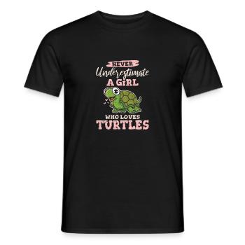 Never Underestimate A Girl Who Loves Turtles Turtl - Men's T-Shirt - black - Front - AI Model Male 178 light (178cm)