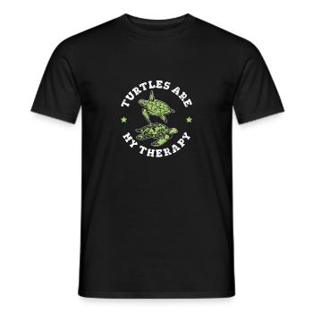 Turtles Are My Therapy Funny Sea Turtle Lover Ocea - Men's T-Shirt - black - Front - AI Model Male 178 light (178cm)