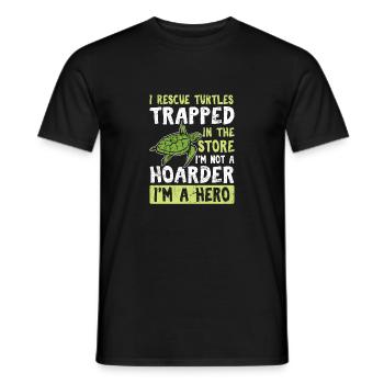 Je sauve des tortues piégées dans le magasin Funny Sea Tu - T-shirt homme - noir - Devant - AI Model Male 178 light (178cm)
