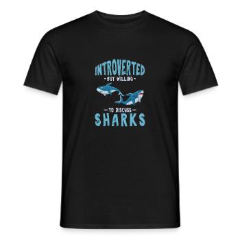 Introverti mais prêt à discuter des requins drôle sh - T-shirt homme - noir - Devant - AI Model Male 178 light (178cm)