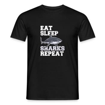 Eat Sleep Sharks Repeat Funny Shark Lover Funny Sh - Men's T-Shirt - black - Front - AI Model Male 178 light (178cm)
