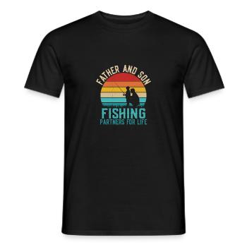 Père et fils Partenaires de pêche pour la vie Pêcheur à la ligne - T-shirt homme - noir - Devant - AI Model Male 178 light (178cm)