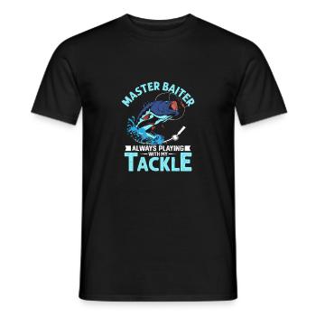Master Baiter Always Playing With My Tackle Fishin - Männer T-Shirt - Schwarz - Vorne - AI Model Male 178 light (178cm)