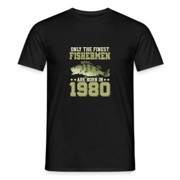 Only The Finest Fishermen Are Born In 1980 Fishing - Männer T-Shirt - Schwarz - Vorne - AI Model Male 178 light (178cm)