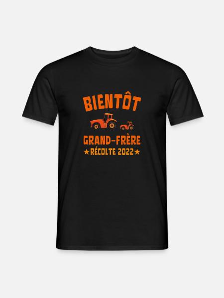 Bientôt Grand Frère Récolte 2022 Tracteur - T-shirt homme - noir