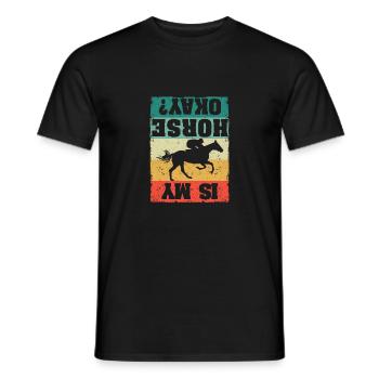 Funny Horses Back Riding Falling Off Rider Is My - Men's T-Shirt - black - Front - AI Model Male 178 light (178cm)