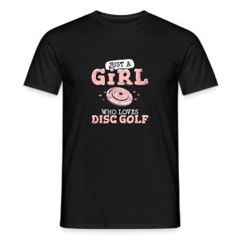 Just A Girl Who Loves Disc Golf Funny Frisbee Golf - Männer T-Shirt - Schwarz - Vorne - AI Model Male 178 light (178cm)