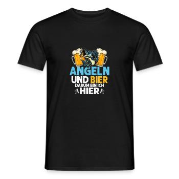 Pêche et bière c’est pourquoi je suis pêcheur fischer ici - T-shirt homme - noir - Devant - AI Model Male 178 light (178cm)