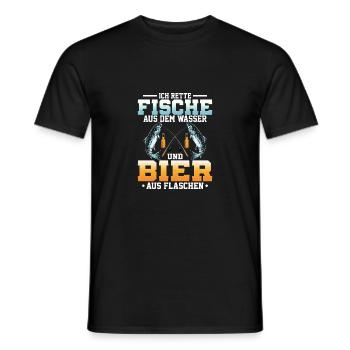 Je sauve des poissons de l’eau et des pêcheurs à la bière - T-shirt homme - noir - Devant - AI Model Male 178 light (178cm)