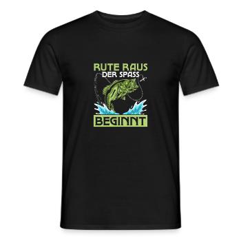 Rod out the fun begins Fischer Angler - Men's T-Shirt - black - Front - AI Model Male 178 light (178cm)