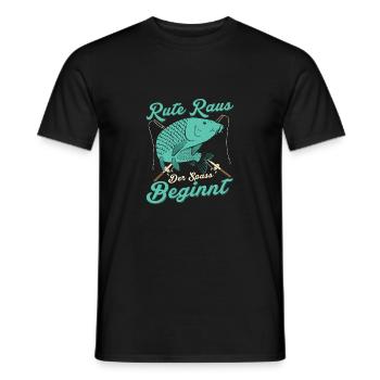 Rod out the fun begins Angler Fischer - Men's T-Shirt - black - Front - AI Model Male 178 light (178cm)