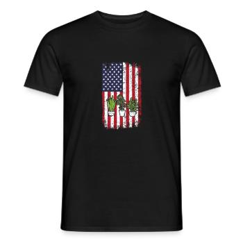 Cute Plants American Flag Funny Plant Lover Succul - Men's T-Shirt - black - Front - AI Model Male 178 light (178cm)