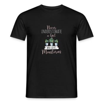 Never Underestimate A Girl Who Loves Monstera Mons - Männer T-Shirt - Schwarz - Vorne - AI Model Male 178 light (178cm)