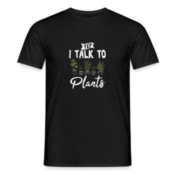 Oui, je parle à des plantes Propriétaire de plantes succulentes Drôle P - T-shirt homme - noir - Devant - AI Model Male 178 light (178cm)