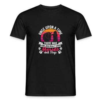Der var engang en pige, der havde heste og hunde - Mænd T-shirt - sort - Foran - AI Model Male 178 light (178cm)