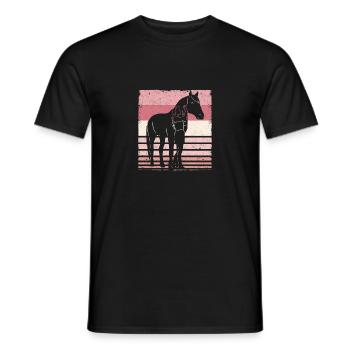 Pferdeliebhaberin Reiterin Silhouette Vintage - Männer T-Shirt - Schwarz - Vorne - AI Model Male 178 light (178cm)
