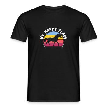 My Happy Place Pferdeliebhaber Reiten Reiter - Männer T-Shirt - Schwarz - Vorne - AI Model Male 178 light (178cm)