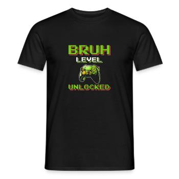 BRUH Level Unlocked Funny Gamer Funny Video Game P - Men's T-Shirt - black - Front - AI Model Male 178 light (178cm)