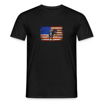 USA Flag Cowboy Roping Équitation américaine - T-shirt homme - noir - Devant - AI Model Male 178 light (178cm)
