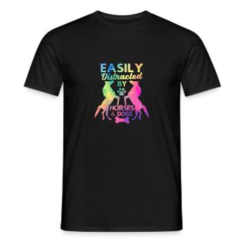 Leicht ablenkbar von Pferden und Hunden Lustiges - Männer T-Shirt - Schwarz - Vorne - AI Model Male 178 light (178cm)