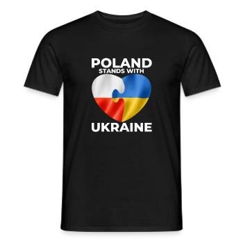 Poland supports Ukraine - Men's T-Shirt - black - Front - AI Model Male 178 light (178cm)