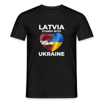 Latvia supports Ukraine - Men's T-Shirt - black - Front - AI Model Male 178 light (178cm)